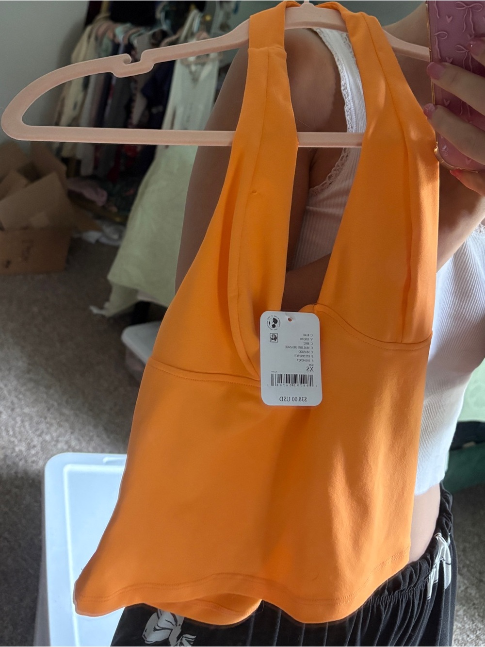 Free People Orange Halter Crop Top - Picture 4 of 7